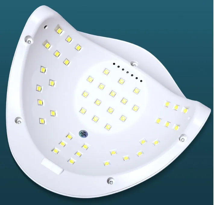 White portable UV LED nail dryer lamp with digital timer display and light-up chamber