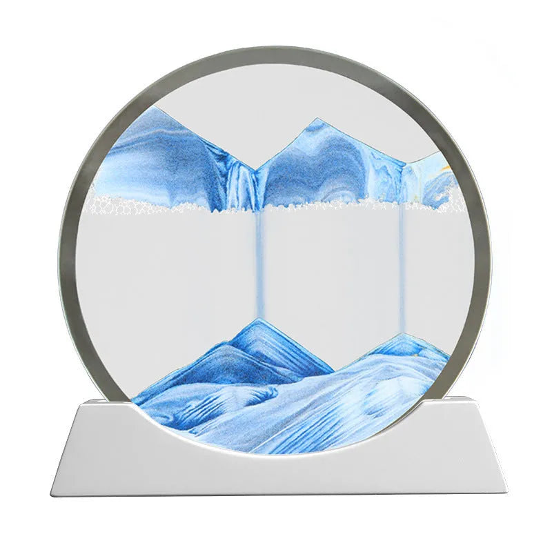 12-inch rotary night light with frosted glass and abstract quicksand painting in modern design