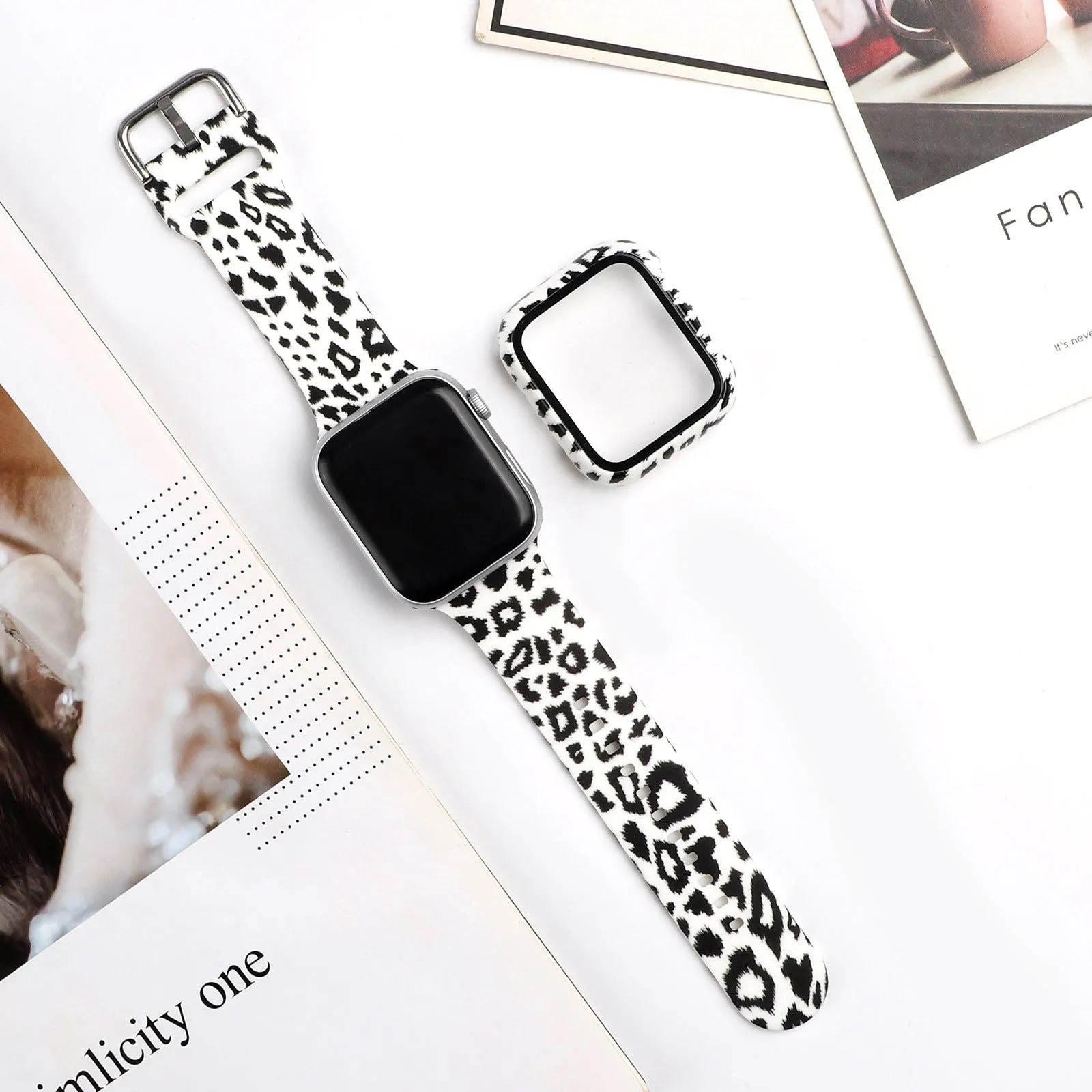 Printed pattern silicone replacement strap for Apple Watch in sizes 38mm 40mm 42mm 44mm