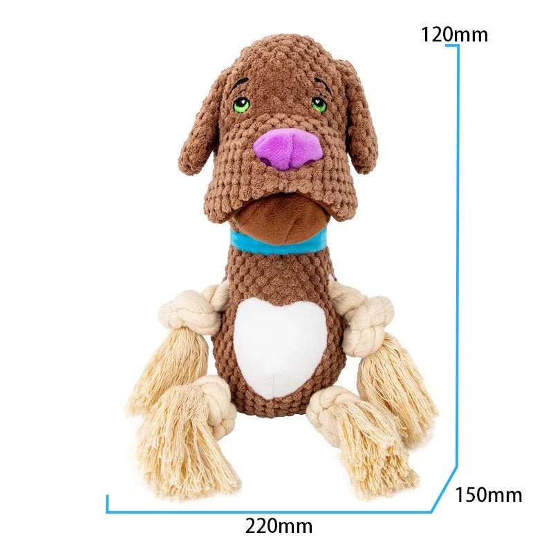 Brown shell-shaped plush dog toy with sound paper and BB squeaker for chewing and interactive play