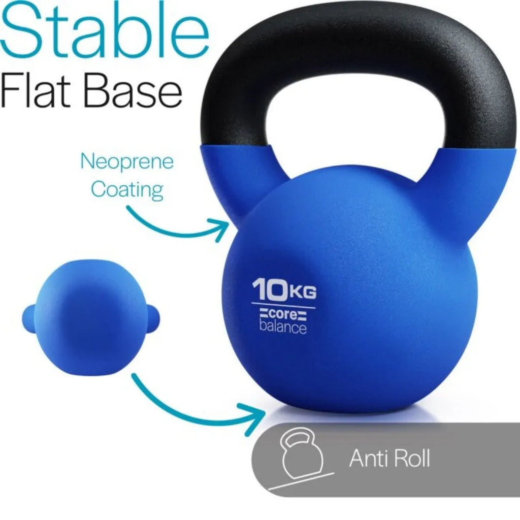 Blue solid cast iron teapot-shaped dumbbell on a plain background