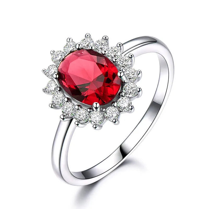 Women's blue moissanite floral ring with inlaid zirconia stones on copper band