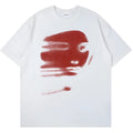 White loose-fit cotton summer T-shirt with short sleeves and a round neck, laid flat.