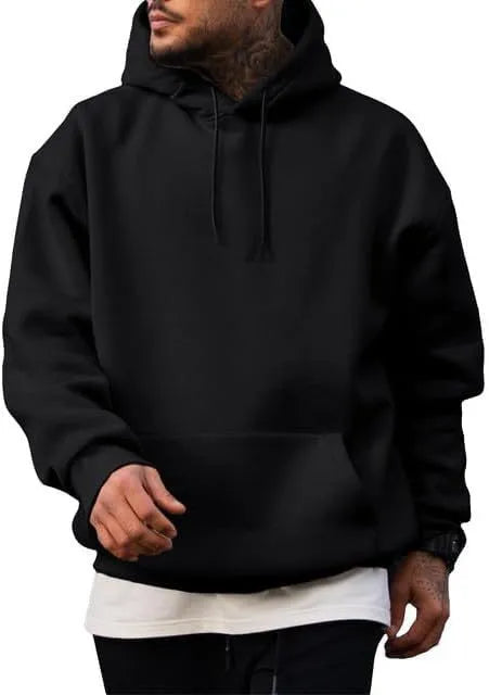 Polyester pullover hoodie with long sleeves available in eight colour options including black and navy blue for spring and autumn casual wear