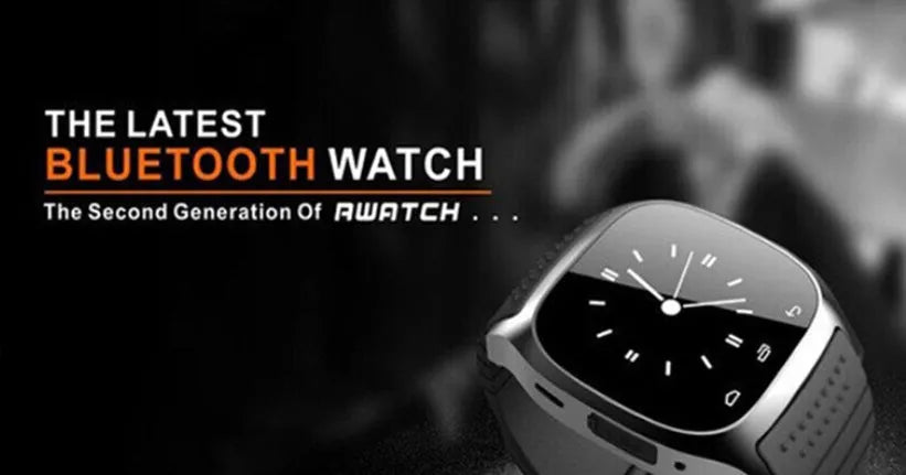 Black smart Bluetooth sports watch on a wrist, compatible with iPhone and Android phones.