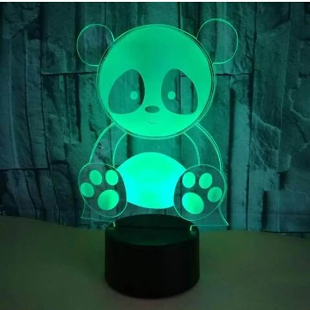Panda touch remote control seven colour night light with acrylic board and ABS base