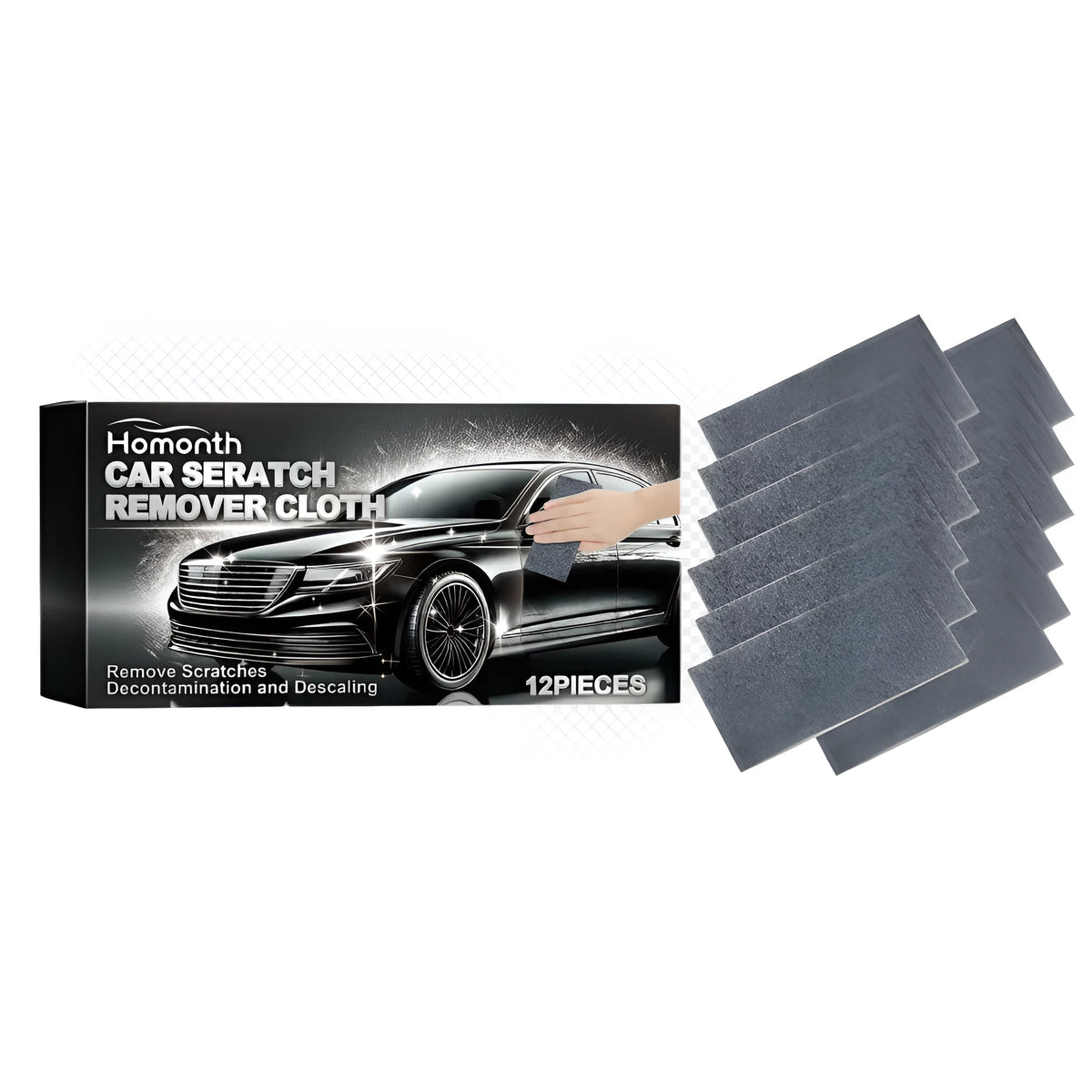Grey car scratch repair cloth 10x20cm made from 100% chemical fiber, 12 pack in box