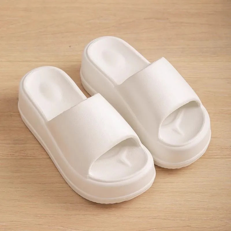 Women's 7cm heel EVA slippers in solid colour, non-slip sole for home and garden