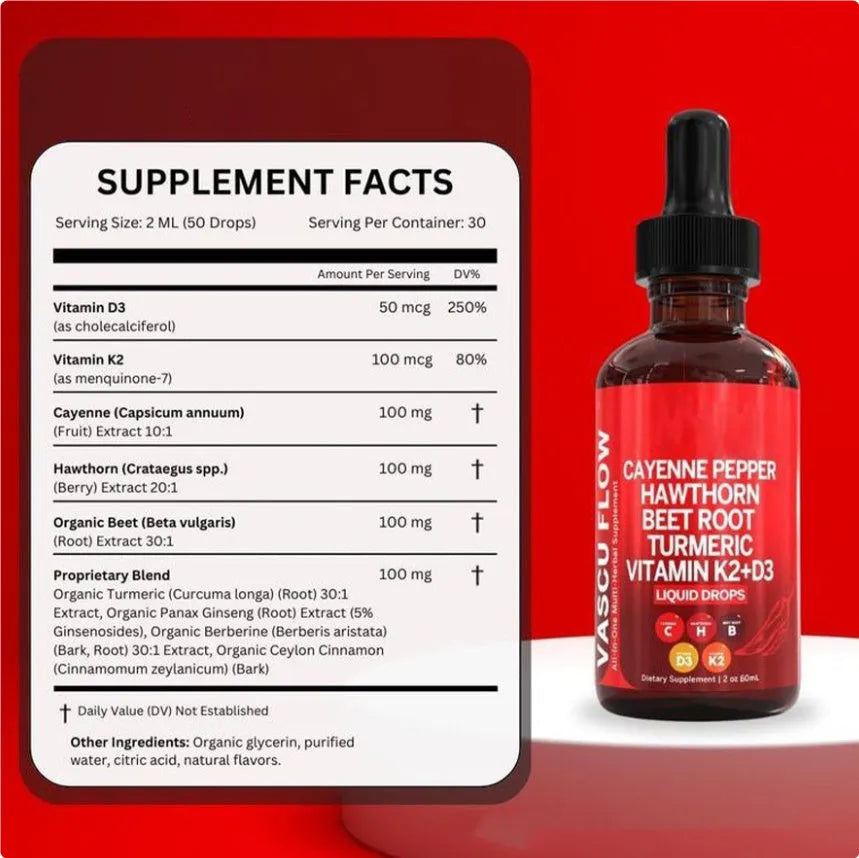 Vitamin D3 K2 Hawthorn Fruit Supplement Liquid Drops 60ml bottle with dropper