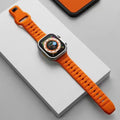 Fluoro rubber Apple Watch replacement strap with T-buckle clasp shown in multiple colour options
