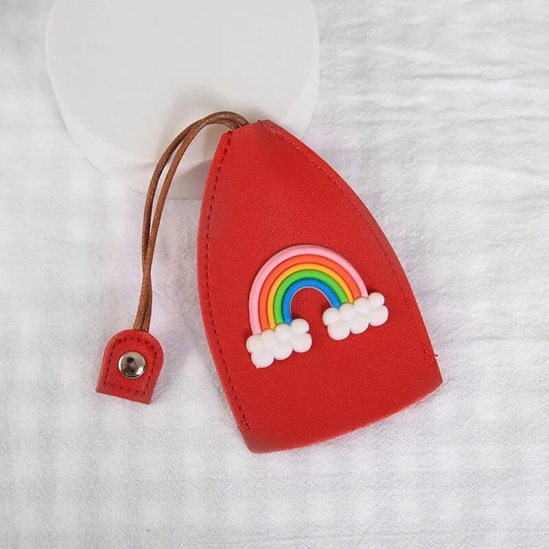 Cartoon design pull-out key case for car keys made from PU leather with pull-out tab