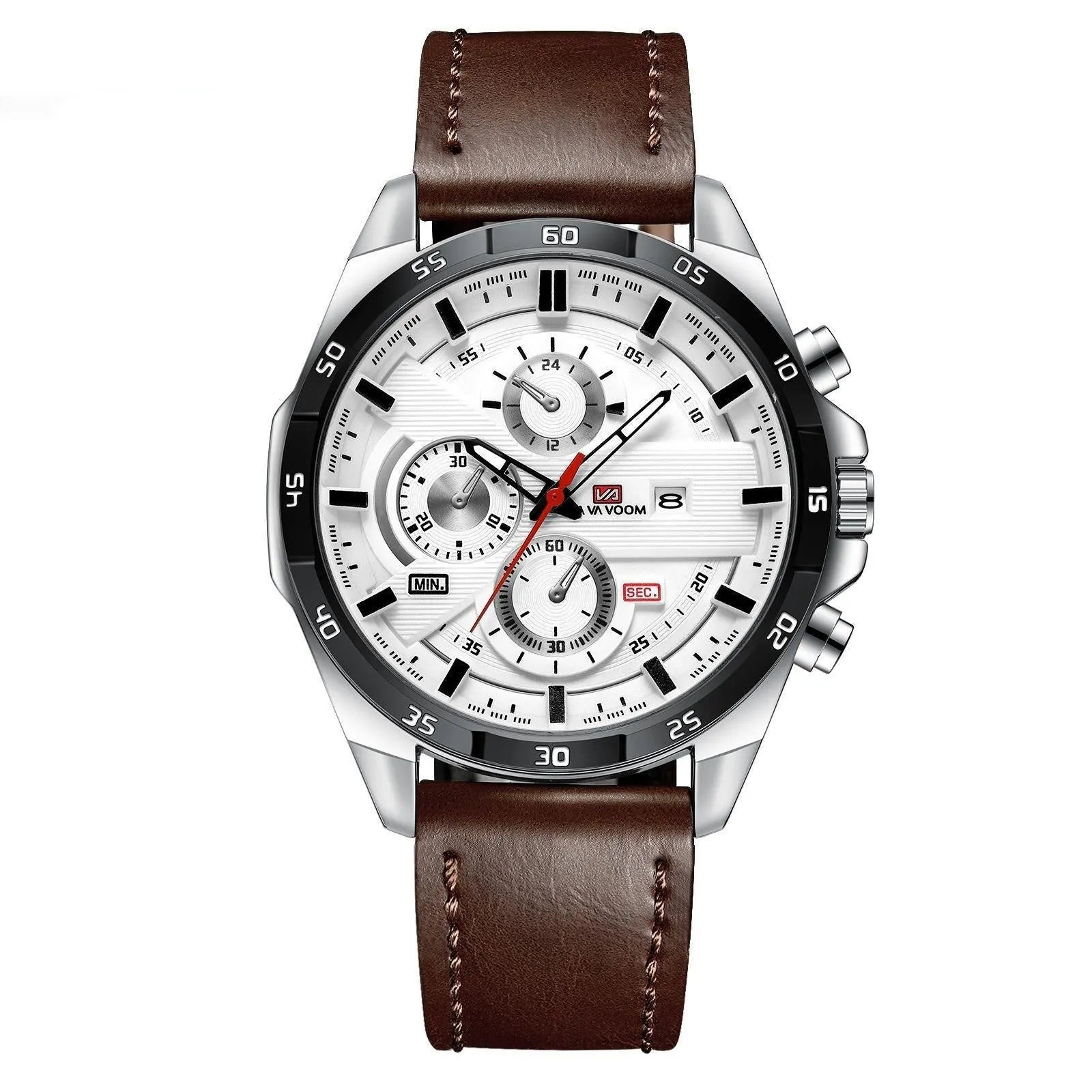 Men's business calendar waterproof quartz watch showing 10mm thickness and colour options