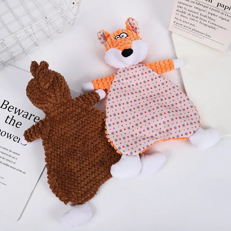 Brown velvet pet stuffed toy with sound paper for cats and dogs