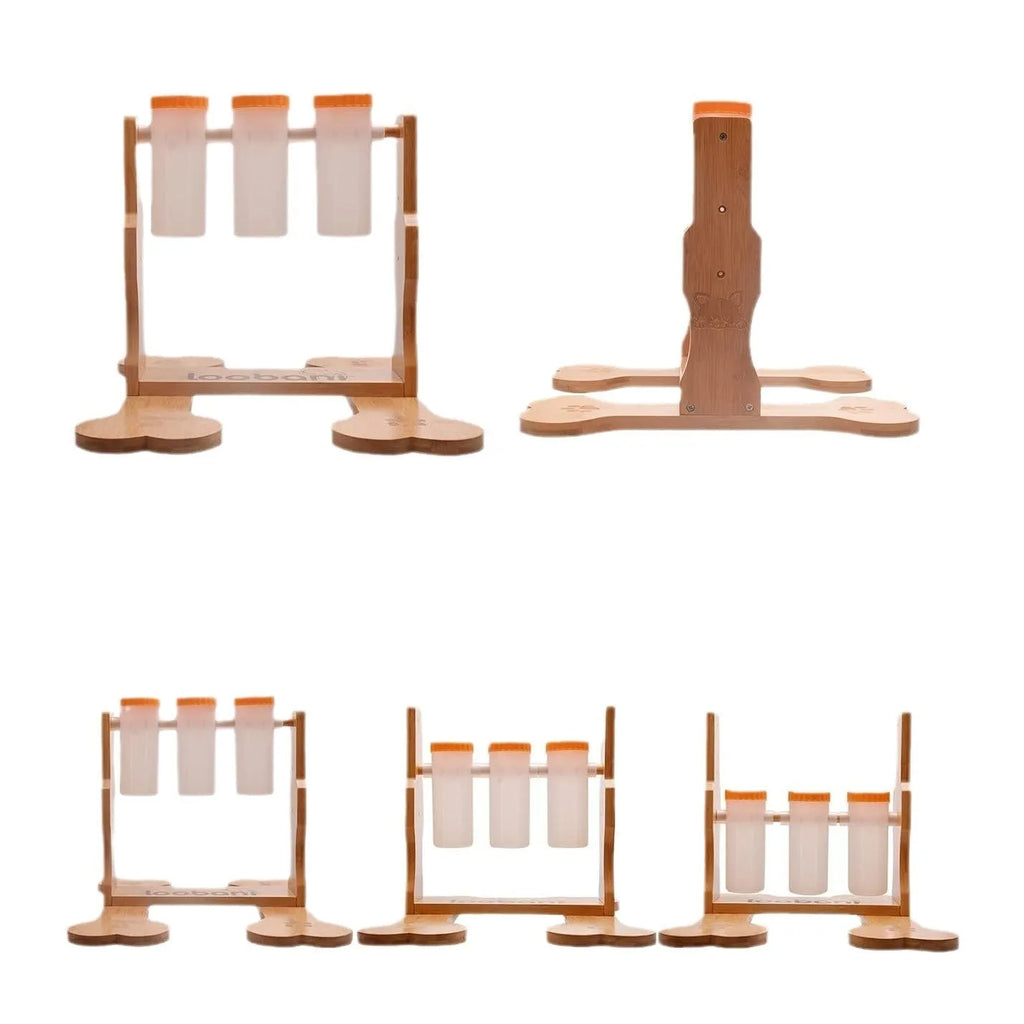 Wooden dog puzzle toy interactive snack dispenser feeder measuring 31x30x20cm dimensions