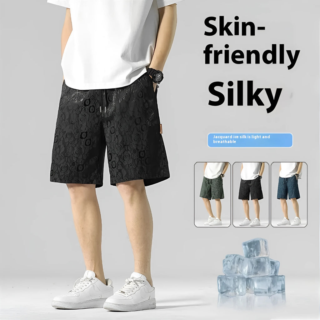Men's straight quick-drying polyester shorts in blue, green, brown, black, sizes M to 5XL