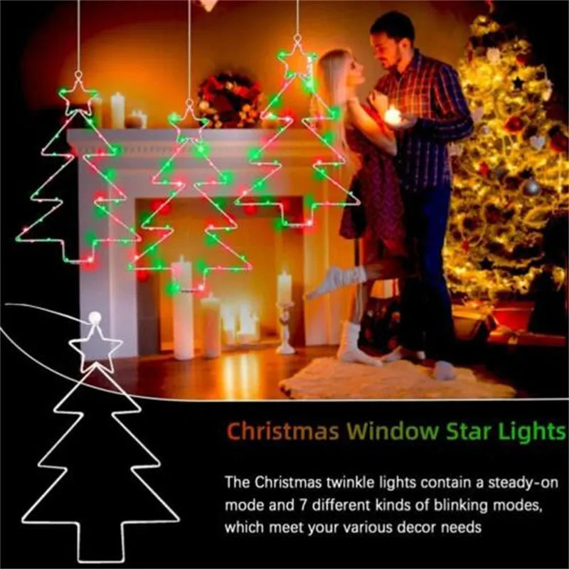 Christmas tree shaped LED string lights with iron frame, 40 lamp beads, white birch colour, 40x25cm, battery operated.