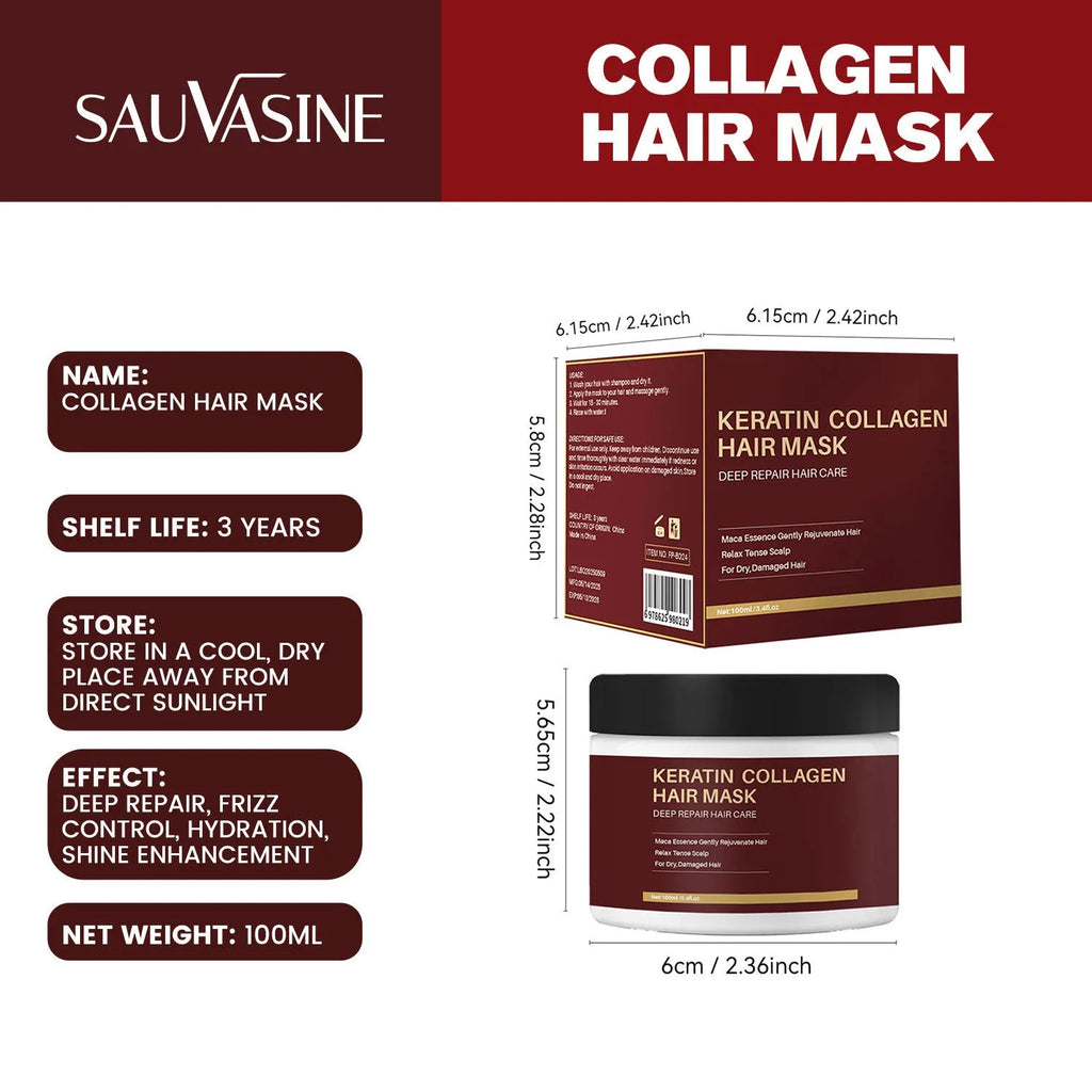 Collagen hair mask 100ml bottle for moisturising and repairing dry, brittle hair