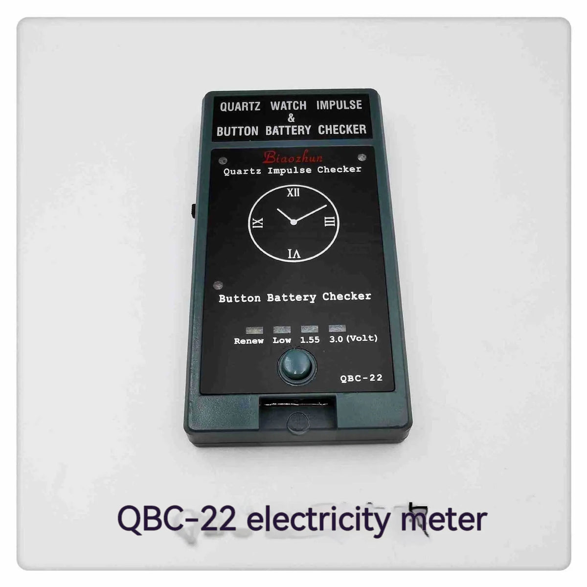 QBC-22 quartz watch movement detector tester with ABS body, 120 x 63 x 18mm size and 80g weight