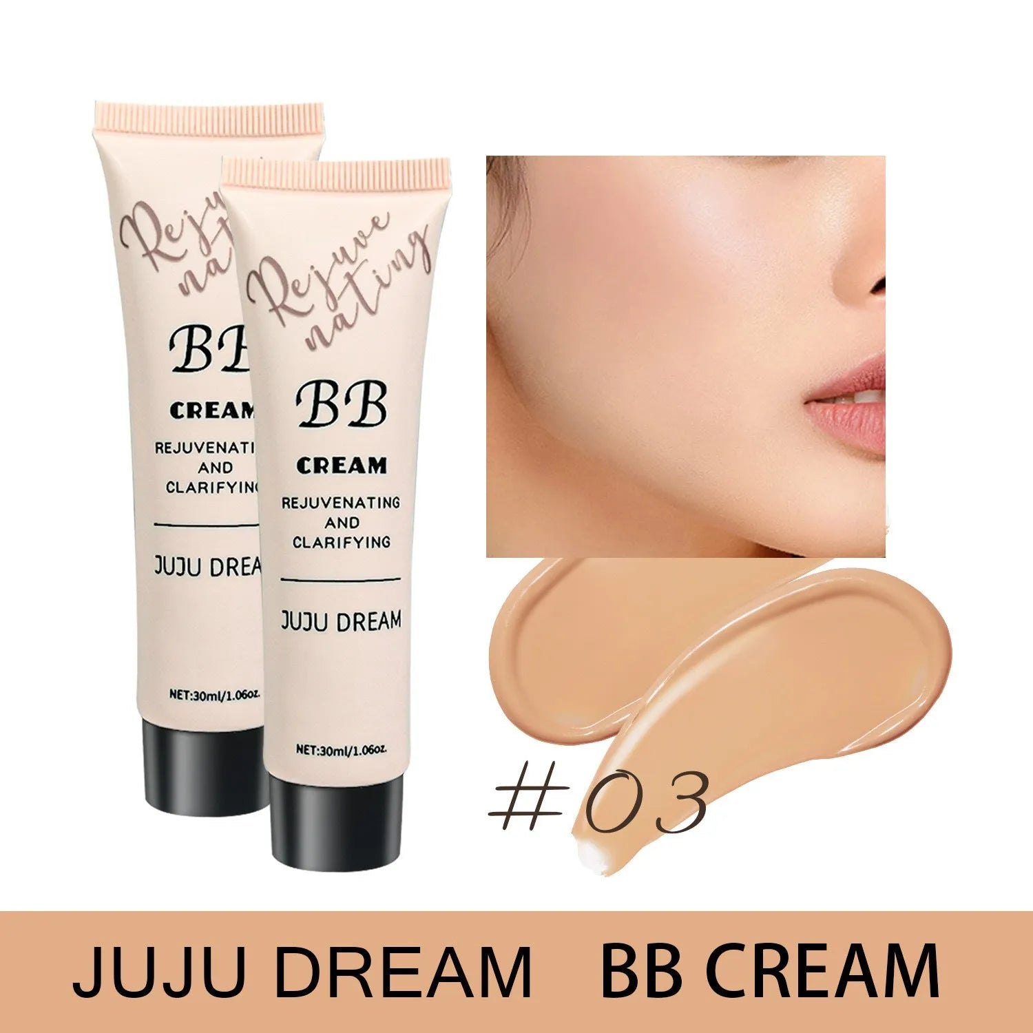 Brightening skin colour BB cream 30ml in five shades with waterproof smear-proof formula
