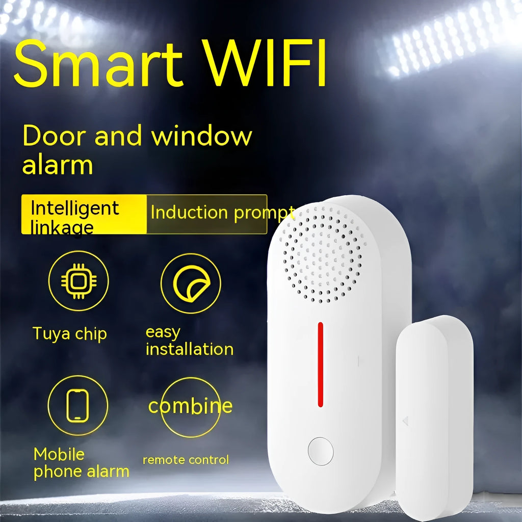 WiFi door magnetic sensor alarm with acousto-optic alert system for smart home security