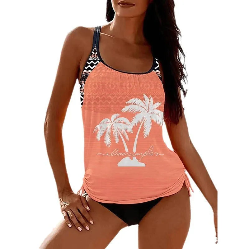 Women's loose tangini bikini set in multiple colours with European and American sizing options