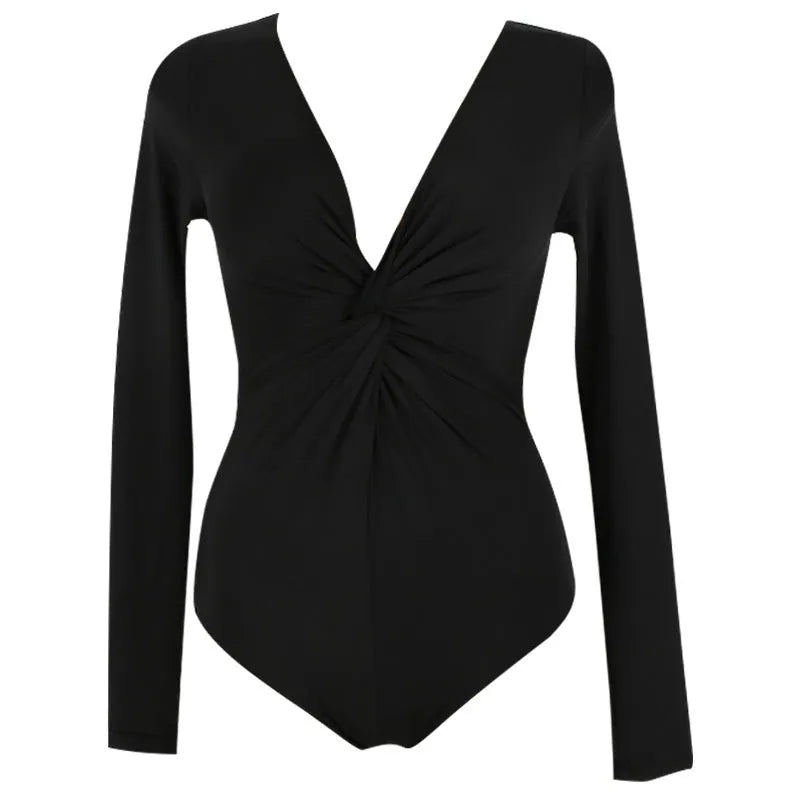 A black solid colour women's one-piece swimsuit for sun protection.