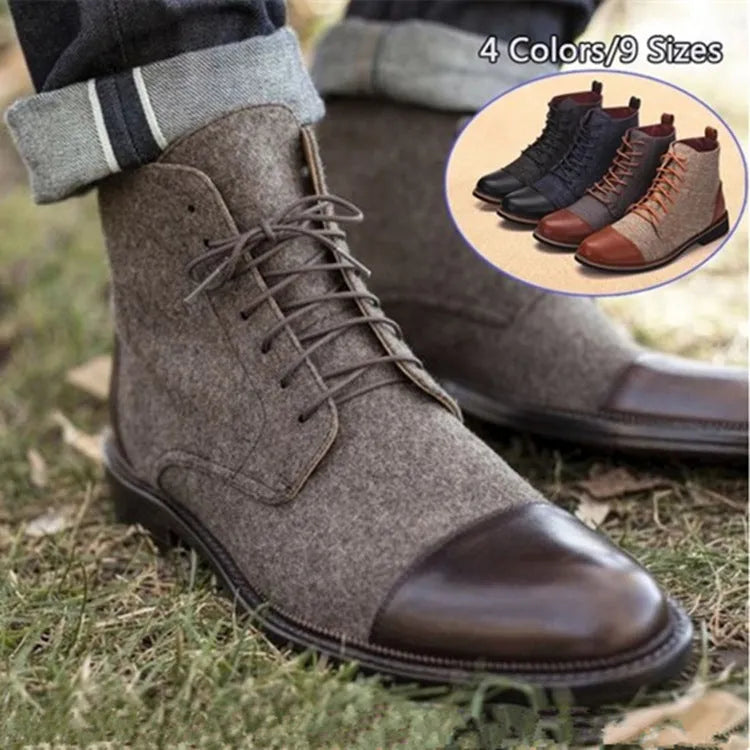 Men's leather motorcycle boots with belt buckle detailing in European and American style