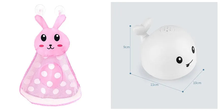 Automatic spray whale bath toy with LED lights floating in water