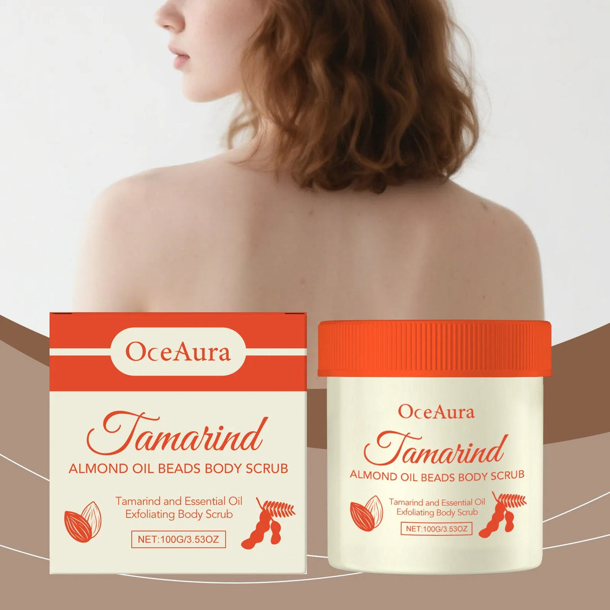 Tamarind Almond Body Scrub 100g tube with hickory shell powder exfoliating cream