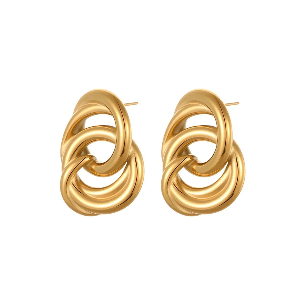 Minimalist geometric circle stud earrings in gold, stainless steel with electroplating and 18K purity