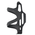 Black carbon fibre side-pull bicycle water bottle cage mounted on a bike frame.