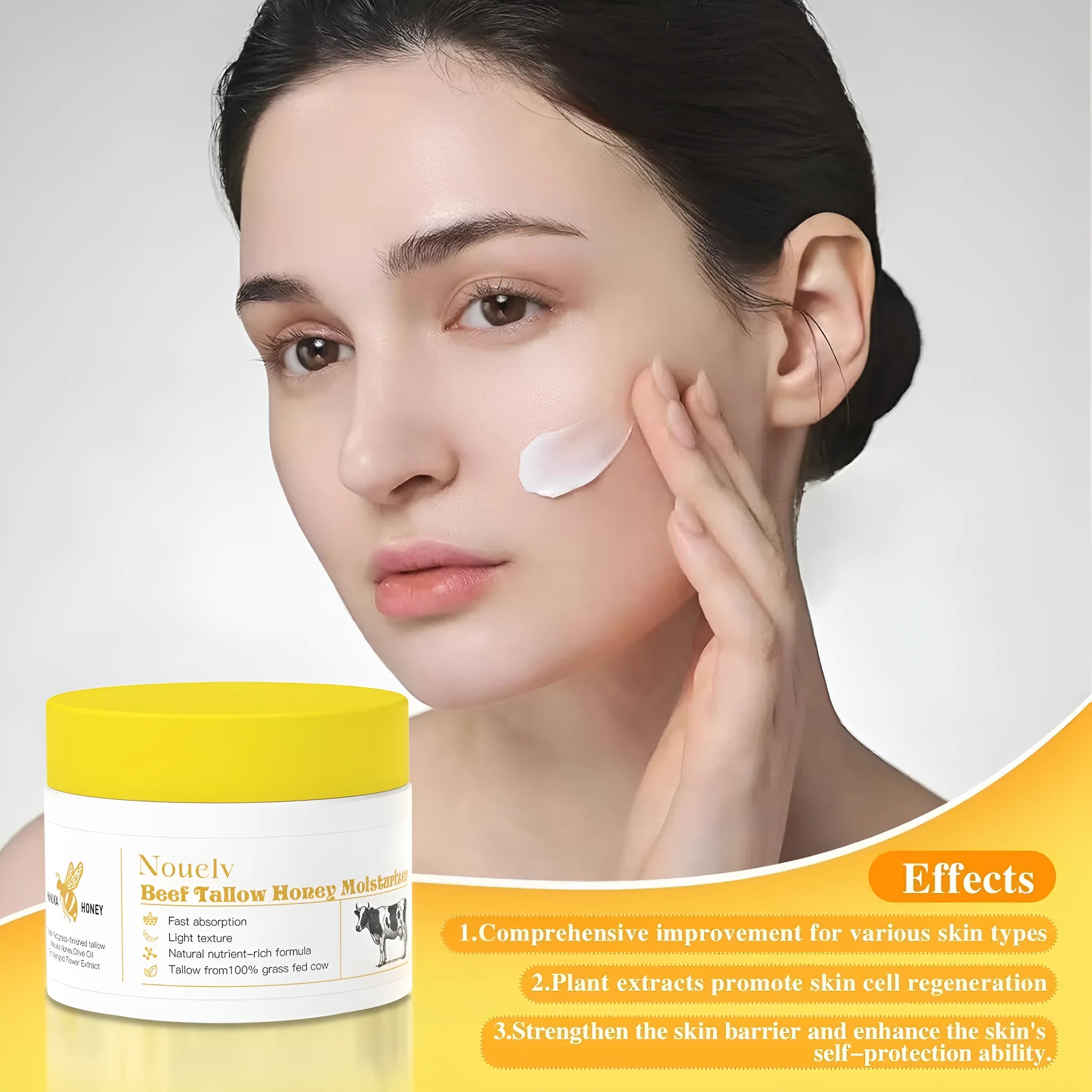 50g jar of honey and tallow moisturising cream for dry and combination skin