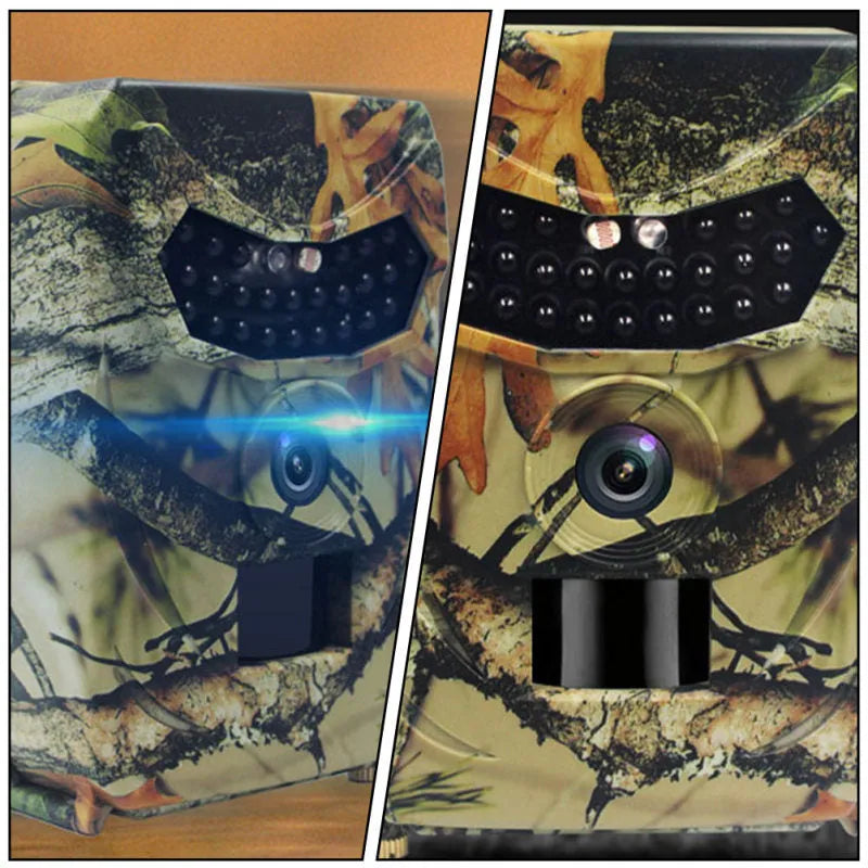 Yellow brown 16MP hunting game camera with infrared night vision for wildlife monitoring