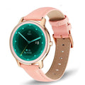 Women's rose gold smart watch with stainless steel mesh bracelet showing 1.3-inch touch screen display