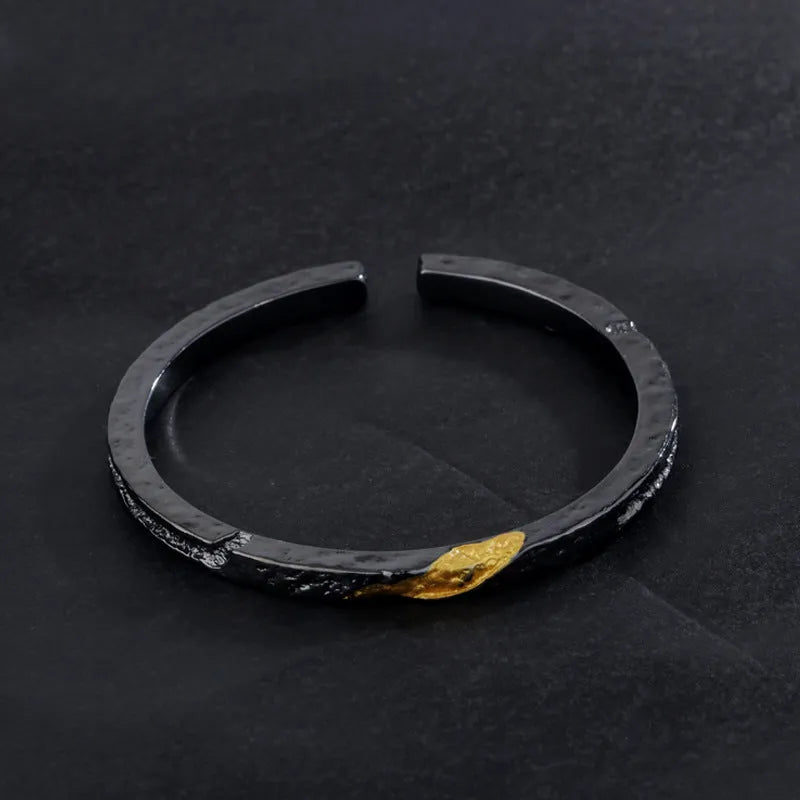 Men's copper open cuff bracelet with electroplated SH198 Flowing Fire colour finish, casual style