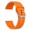 Solid colour silicone replacement strap with silver buckle for Fitbit Versa 3 and Sense 2 watches.