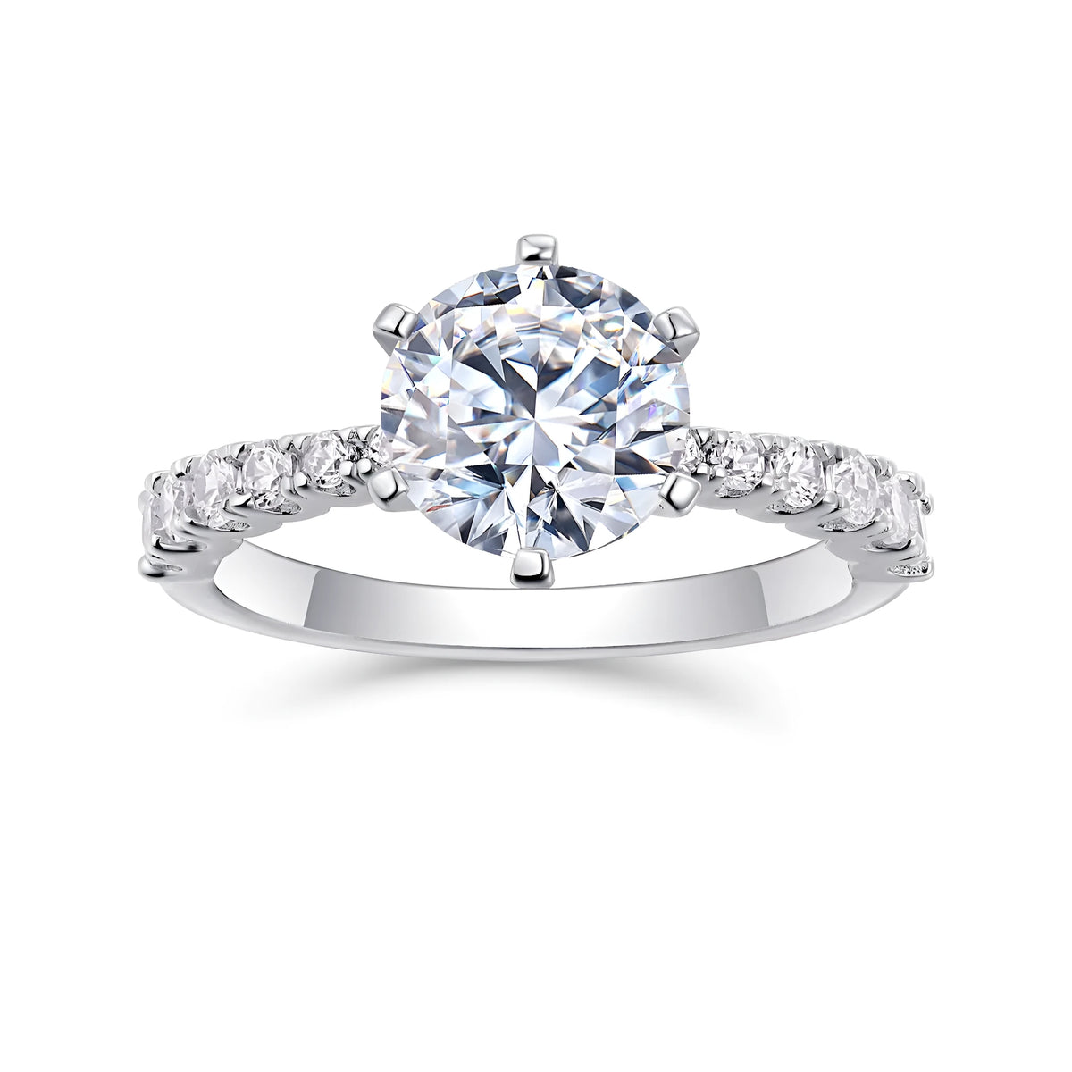 Goddess's Blessing wedding ring set with 2-carat moissanite, S925 silver platinum-plated, sizes 5-9, gift box.