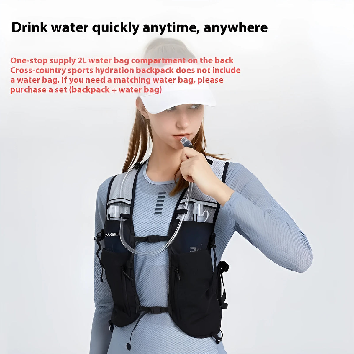 Nylon outdoor climbing backpack 5L in black or white, sizes S M L, water bag not included