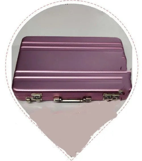 Slim aluminium alloy metal card holder in six colour options showing 100x65x16mm dimensions.