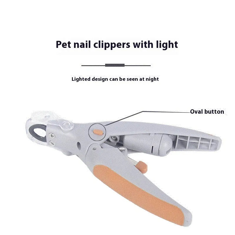 LED pet nail clipper with viewing window and blood line guide for dogs and cats