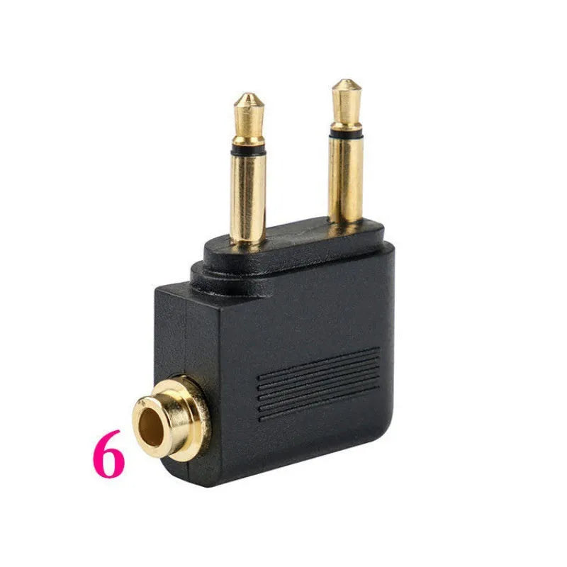 Black Bluetooth 5.4 audio adapter with a 3.5mm aux plug for wireless music streaming.