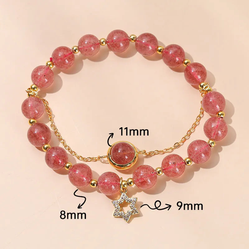 Chinese bracelet with natural crystal agate stones and transfer beads in zodiac shapes