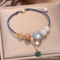 Hand-woven women's bracelet with peace buckle design in crystal material with sequin detailing