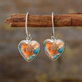 Silver alloy vintage bohemian love pendant earrings with water droplet detail, Korean style, one pair