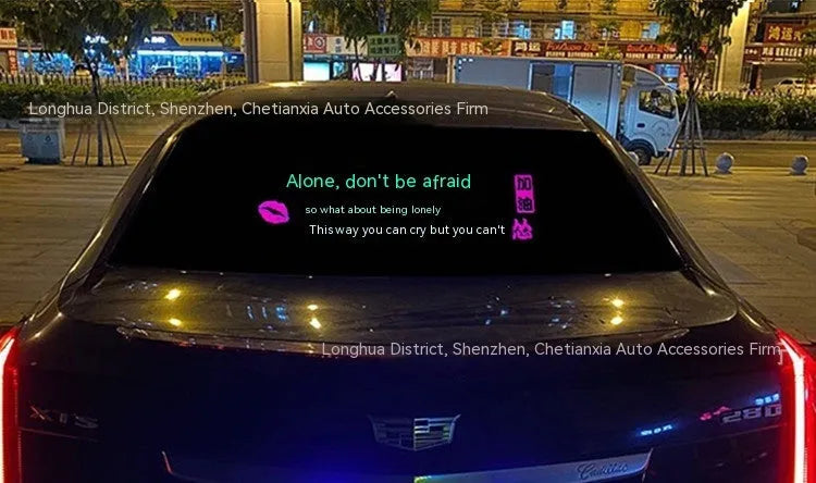 Car interior voice control rhythm lamp with long electroluminescent panel displaying a themed light pattern.