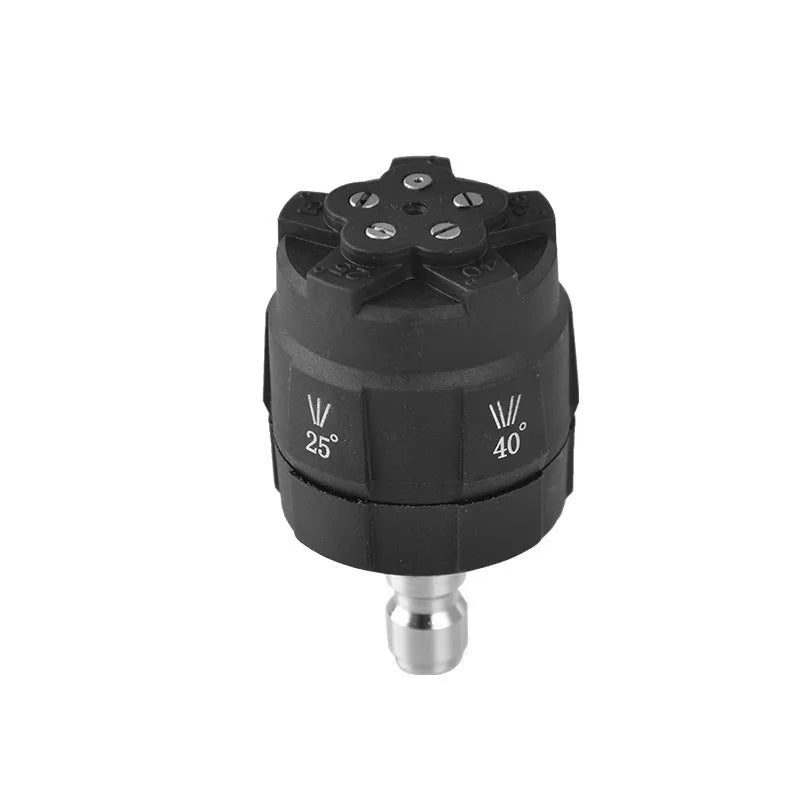 Five-function high-pressure water gun spray nozzle showing adjustable head and insulation displacement connection