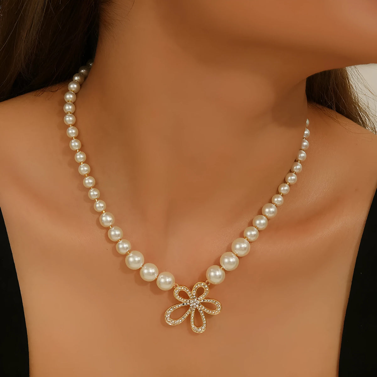 French romantic flower pendant necklace with adjustable chain and floral charm in style option 1