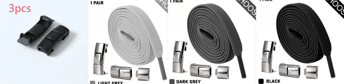 8mm widened flat elastic shoelaces with press lock mechanism in black and white for sneakers
