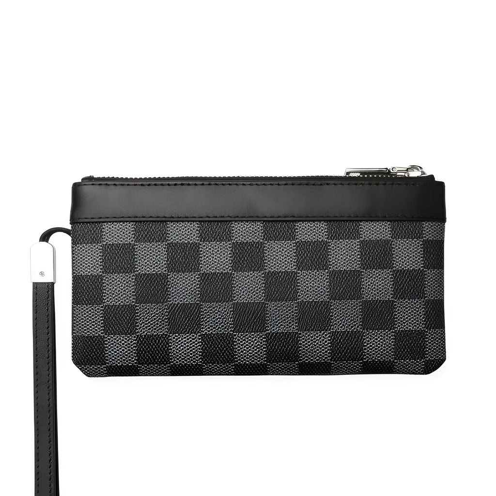 Black men's leather clutch wallet made from first layer cowhide measuring 20x10cm