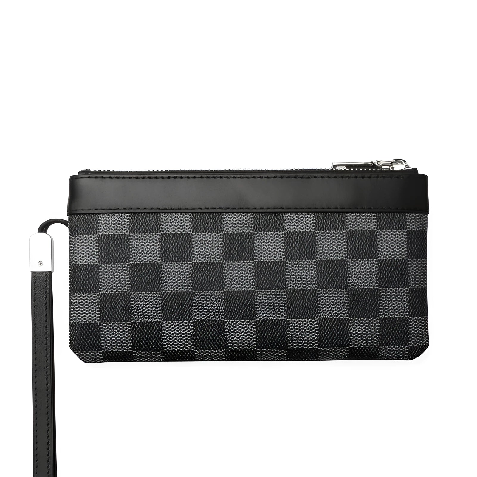 Black men's leather clutch wallet made from first layer cowhide measuring 20x10cm